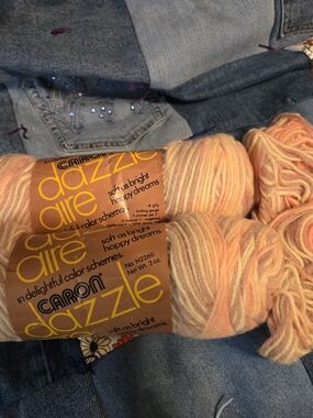 Vintage Caron Dazzle Aire Yarn Lot Butterscotch Ombre 2677 2 Skeins Same Dye Lot